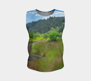 Women's All-Over Loose Long Tank Top - Edworthy Park CPKC Tracks