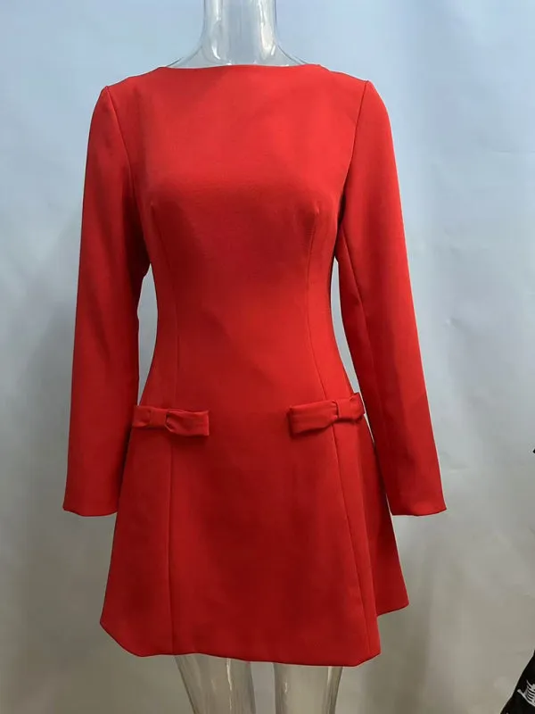 Women's exquisite waist bow elegant dress