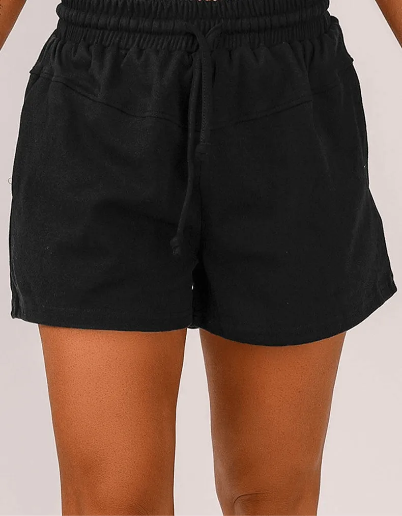 Women's Lace Up Casual Pocket Solid Color Shorts