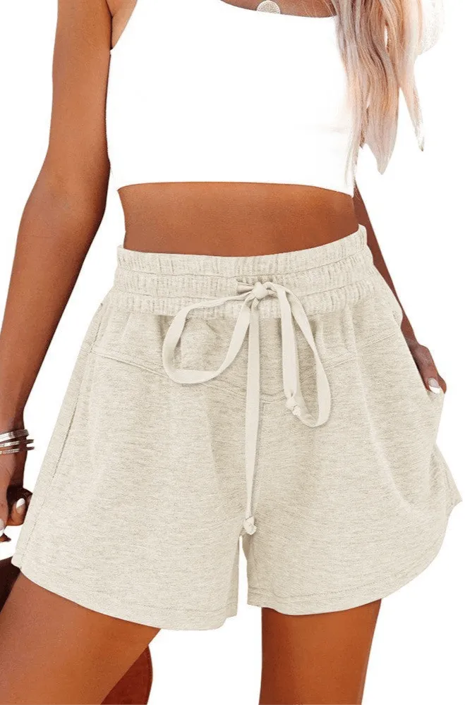 Women's Lace Up Casual Pocket Solid Color Shorts