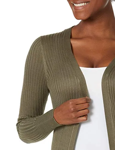 Women's Open Front Cardigan Shirt Long Sleeve Lightweight Coat (Army Green,S/4-6)
