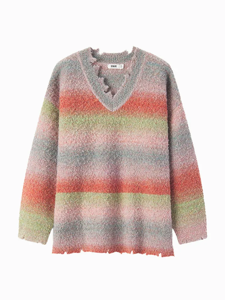 Women's red V-neck sweater
