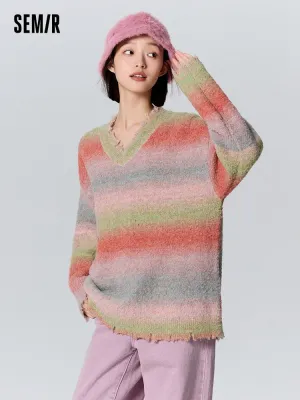 Women's red V-neck sweater