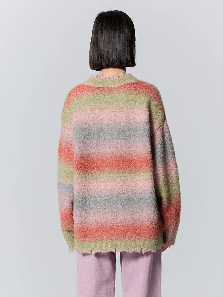 Women's red V-neck sweater