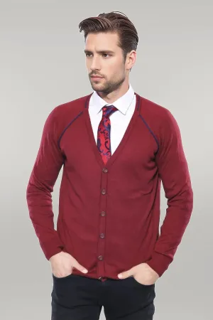 WSS Burgundy Cotton Men's Knitwear  - Singen