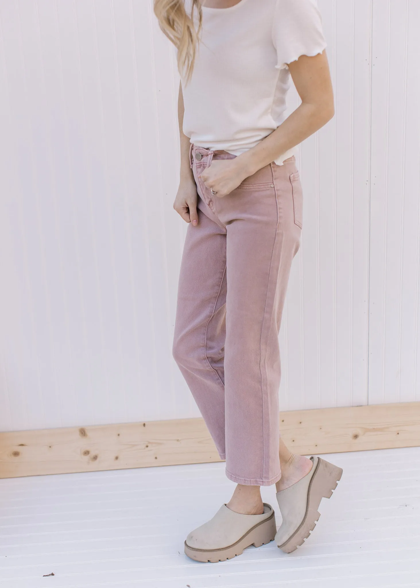 XYZ Mauve Mid Rise Cropped Jeans