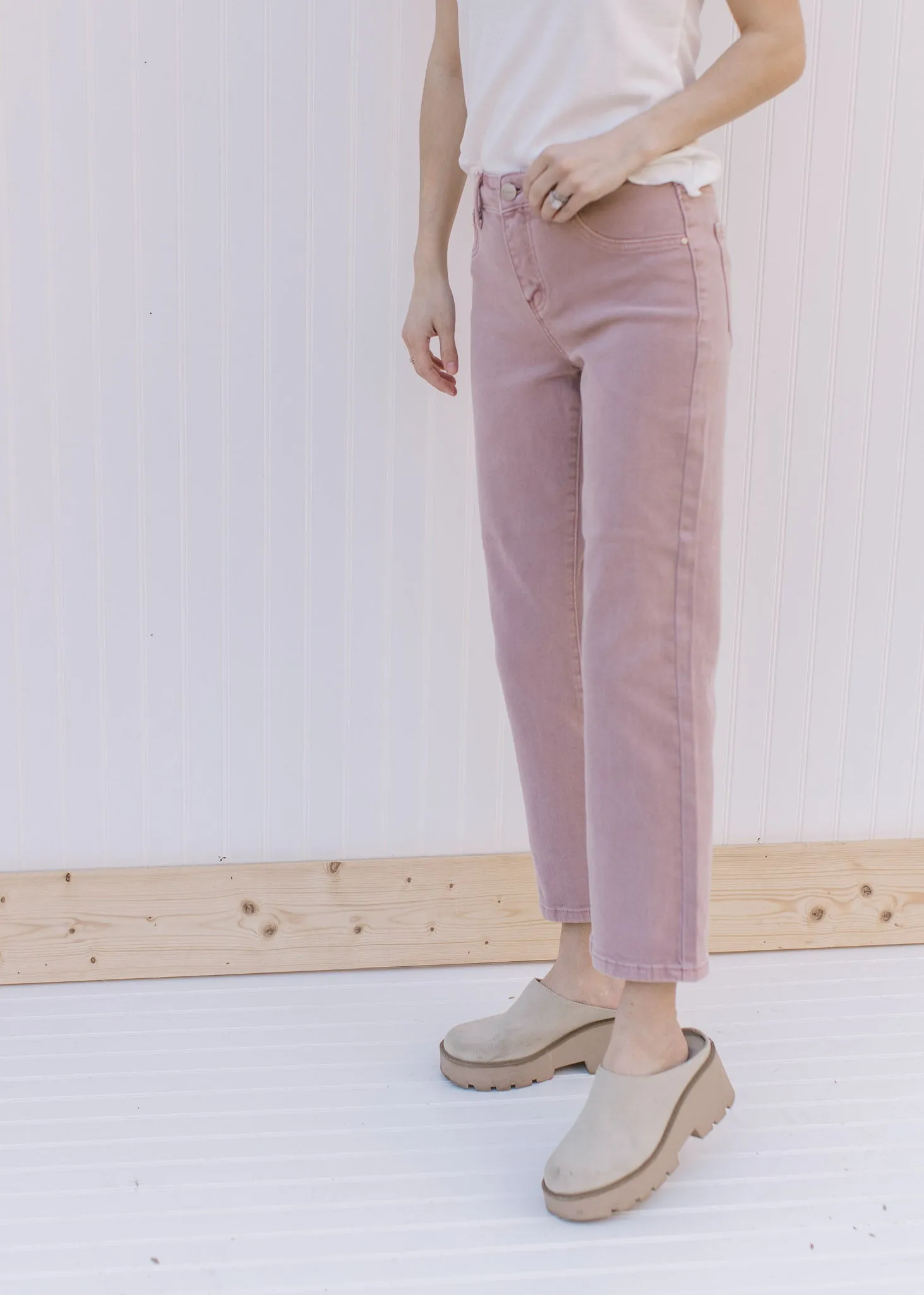 XYZ Mauve Mid Rise Cropped Jeans