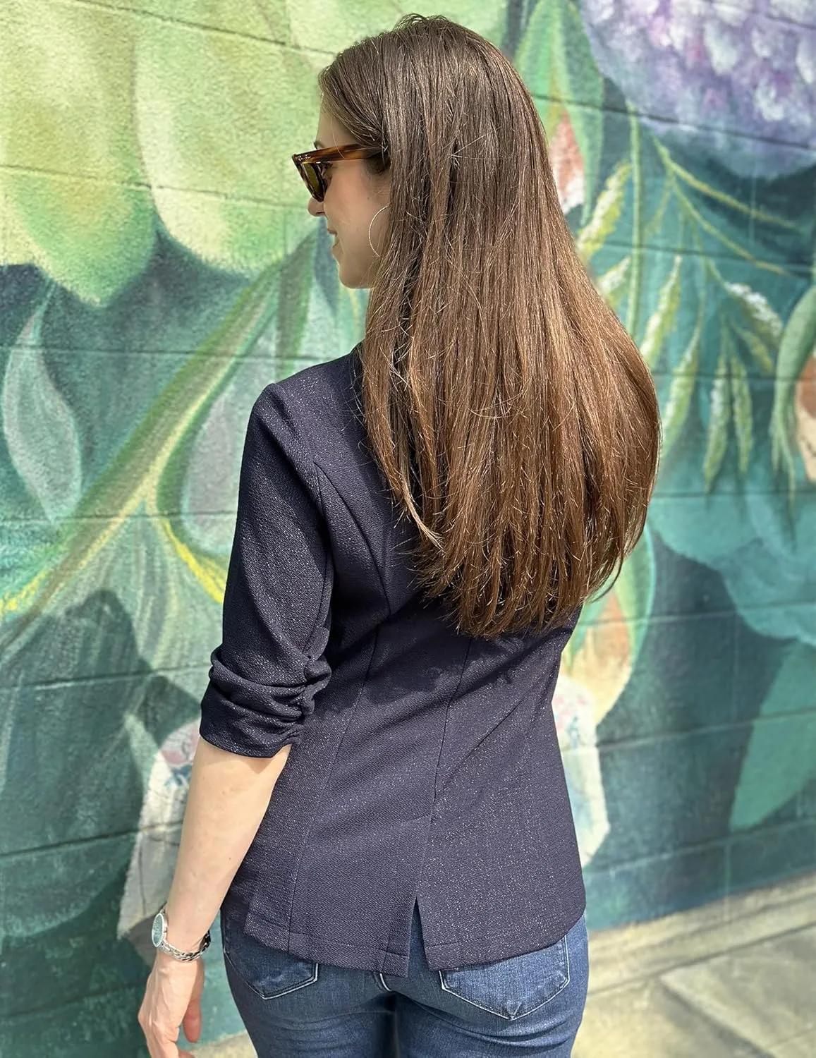 Zeagoo Women's Blazer Elegant 3/4 Sleeve Long Blazer (DE Only)